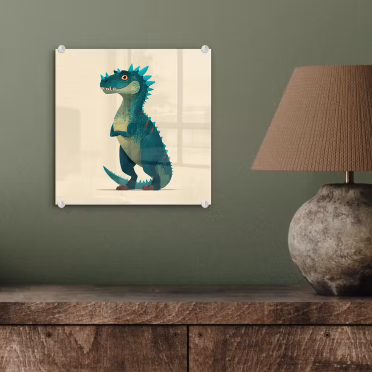 Dinosaurus - Turquoise - Stekels plexiglas 5mm klein -sfeer3