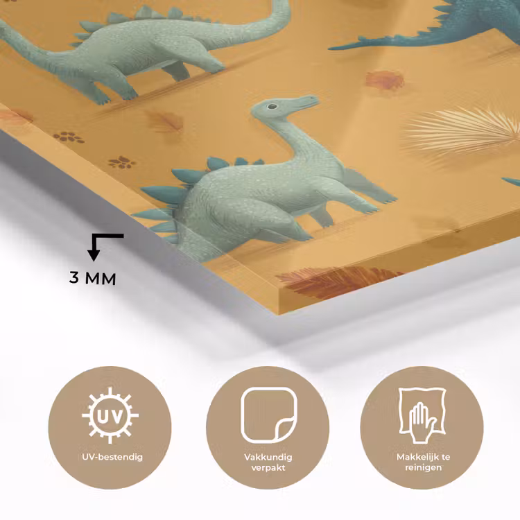 Dinosaurussen - Stekels - Herfstbladeren - Bruin plexiglas 5mm klein -sfeer2