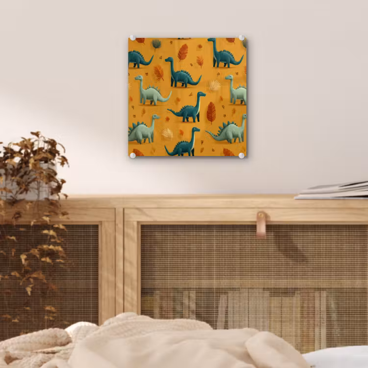 Dinosaurussen - Stekels - Herfstbladeren - Bruin plexiglas 5mm klein -sfeer4