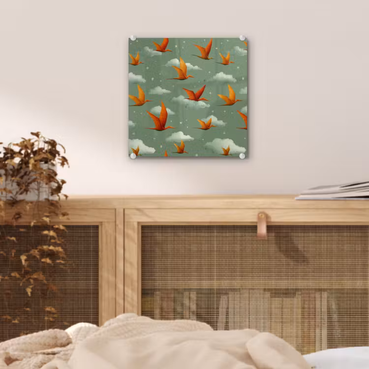 Dinosaurussen - Wolken - Sterren - Oranje plexiglas 5mm klein -sfeer4