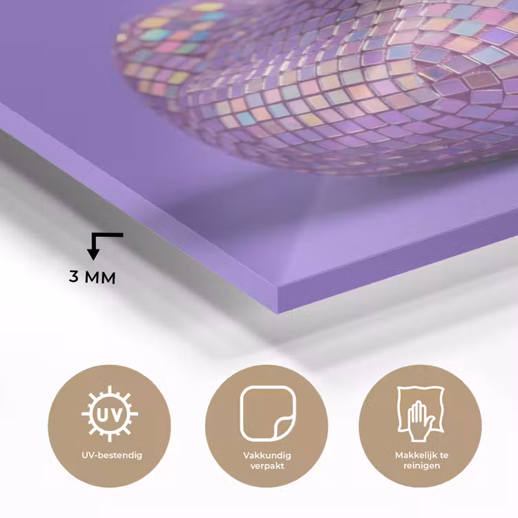 Disco - Eend - Paars plexiglas 5mm klein -sfeer2
