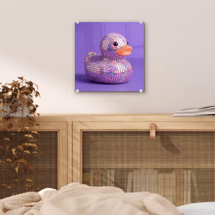 Disco - Eend - Paars plexiglas 5mm klein -sfeer4