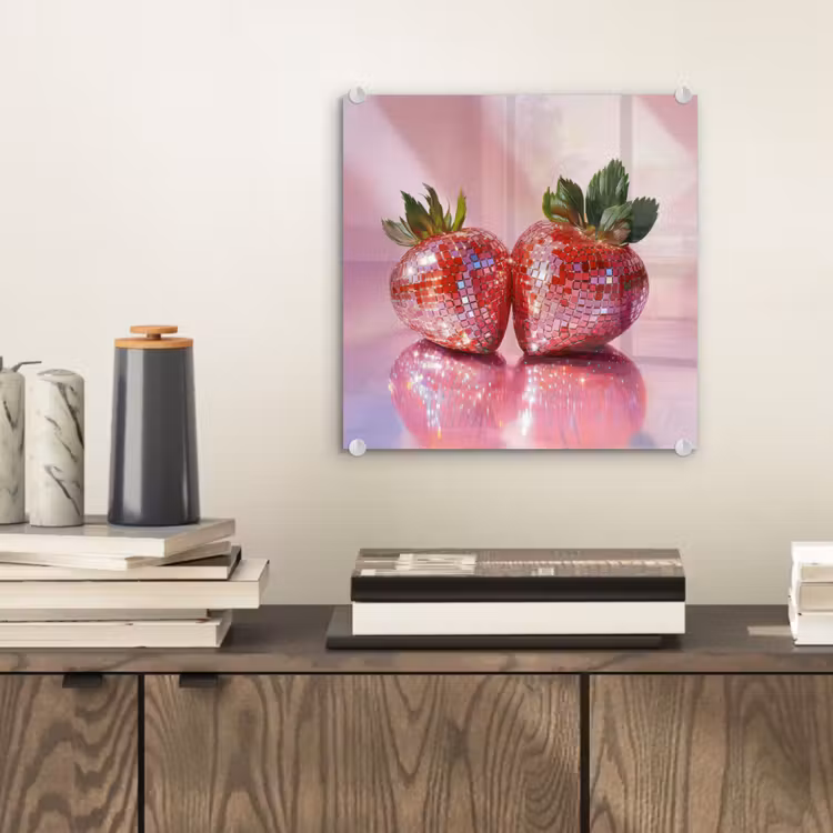 Disco - Fruit - Glitter - Strawberry plexiglas 5mm klein -sfeer1