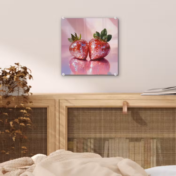 Disco - Fruit - Glitter - Strawberry plexiglas 5mm klein -sfeer4