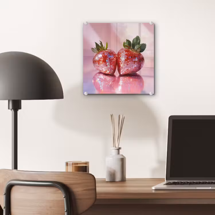 Disco - Fruit - Glitter - Strawberry plexiglas 5mm klein -sfeer6