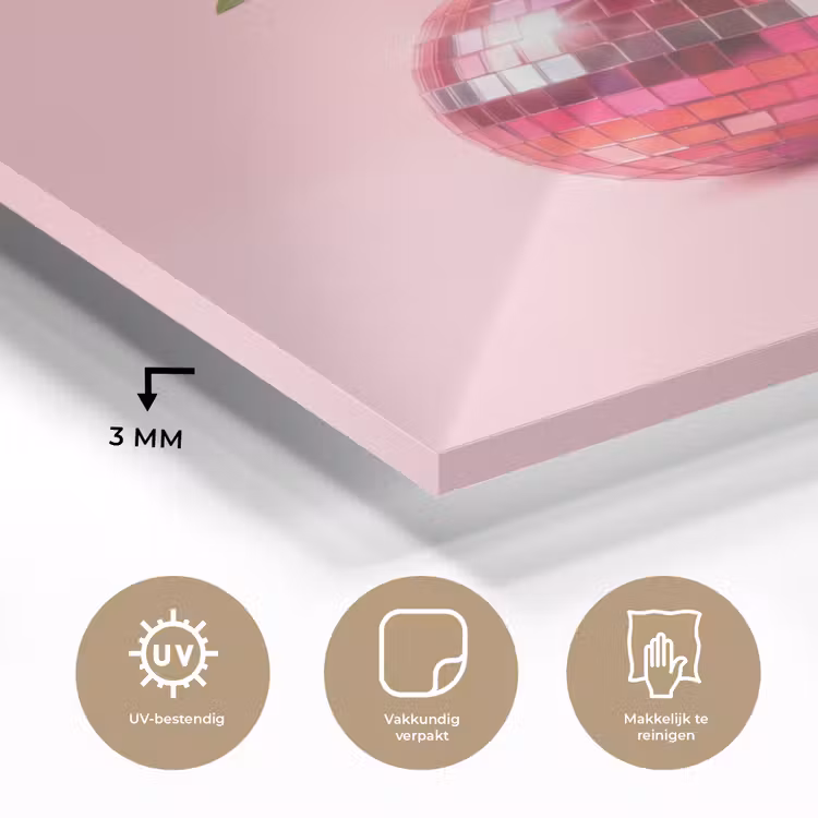 Disco - Kersen - Roze plexiglas 5mm klein -sfeer2