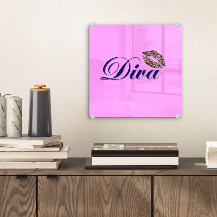 Diva - Lip - Panterprint - Roze plexiglas 5mm klein -sfeer1