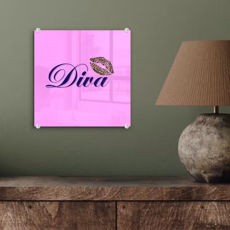 Diva - Lip - Panterprint - Roze plexiglas 5mm klein -sfeer3