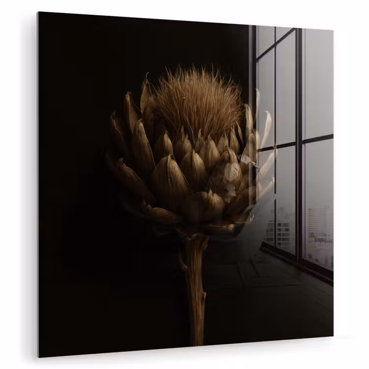 Donkerbruin - Bloem - Textuur - Artisjok plexiglas 5mm klein -zzzproduct_nieuw