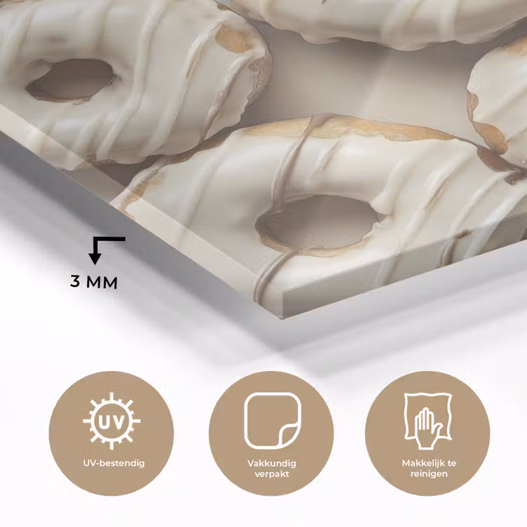 Donuts - Chocolade - Wit - Beige plexiglas 5mm klein -sfeer2