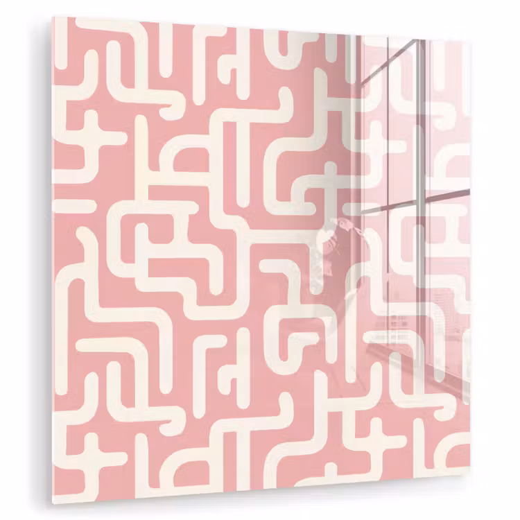 Doolhofpatroon - Roze - Wit - Abstract plexiglas 5mm klein 11 -zzzproduct_nieuw