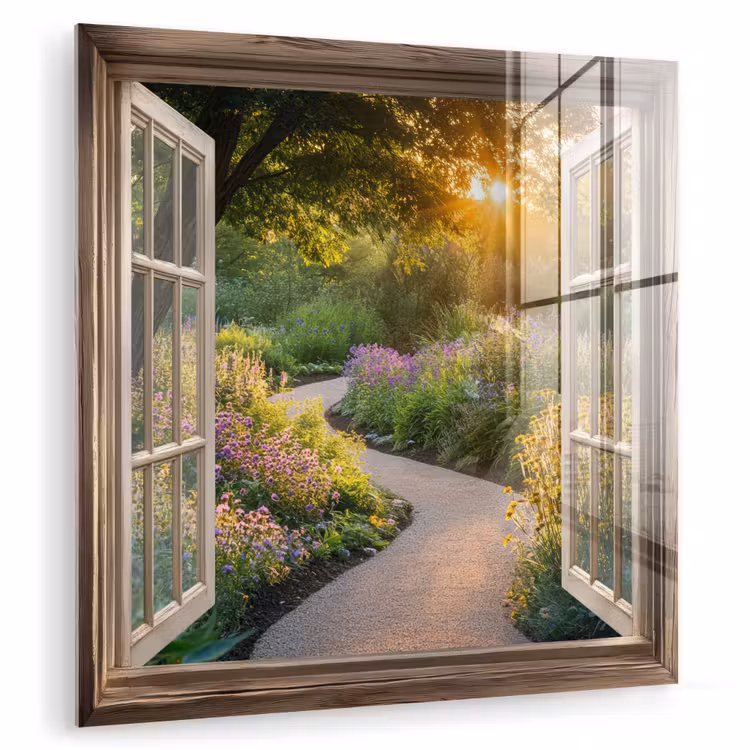 Doorkijk - Bloemen - Natuur - Zon - Pad plexiglas 5mm klein -zzzproduct_nieuw