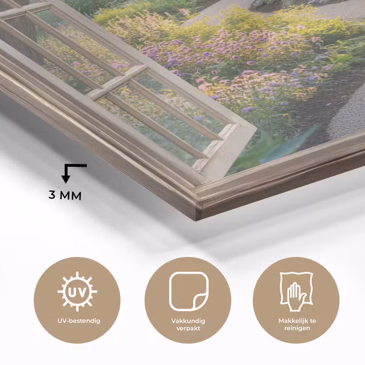 Doorkijk - Bloemen - Natuur - Zon - Pad plexiglas 5mm klein -sfeer2