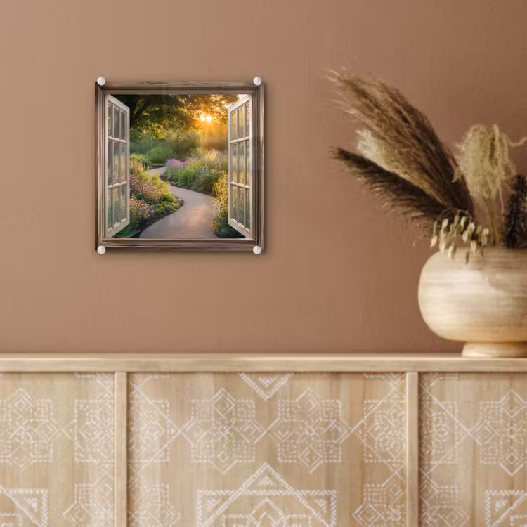 Doorkijk - Bloemen - Natuur - Zon - Pad plexiglas 5mm klein -sfeer5