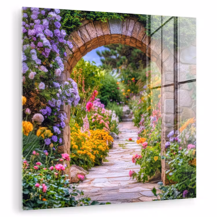 Doorkijk - Bloemen - Pad - Natuur plexiglas 5mm klein -zzzproduct_nieuw