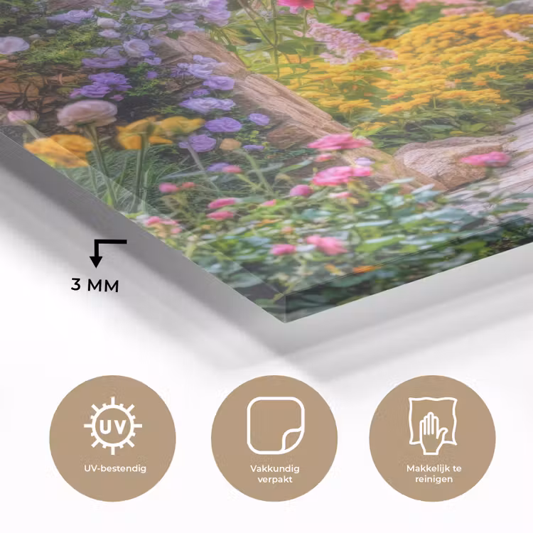 Doorkijk - Bloemen - Pad - Natuur plexiglas 5mm klein -sfeer2