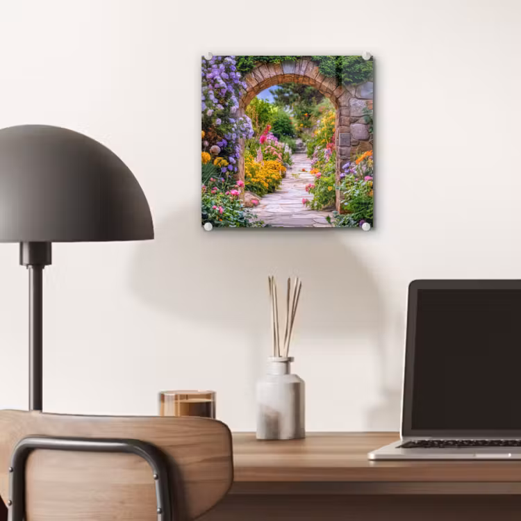Doorkijk - Bloemen - Pad - Natuur plexiglas 5mm klein -sfeer6
