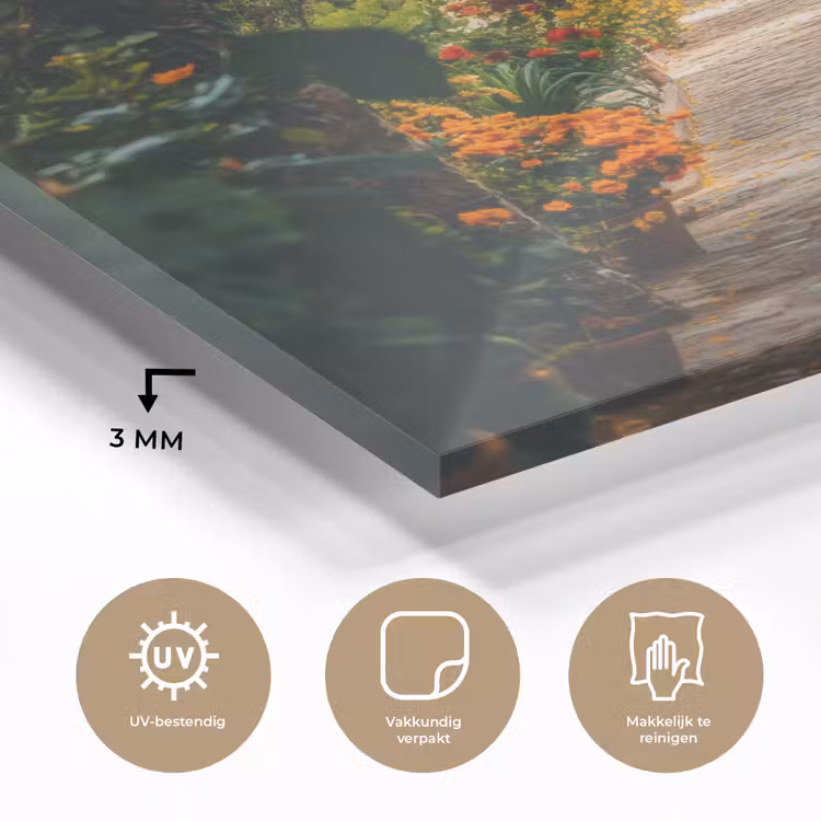 Doorkijk - Bloemen - Poort - Stenen plexiglas 5mm klein -sfeer2