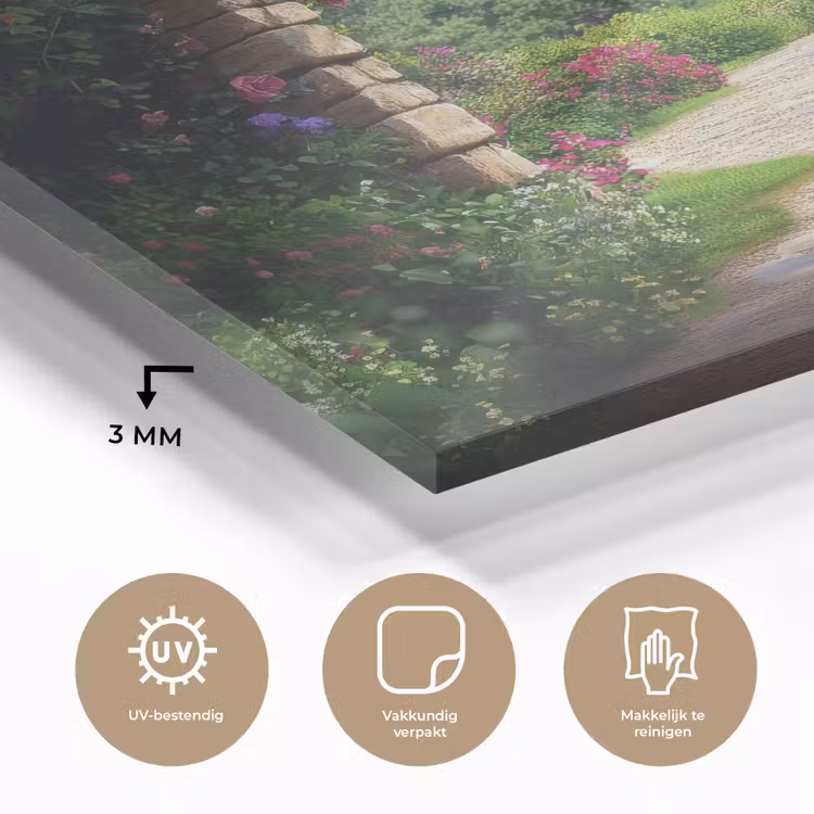 Doorkijk - Landschap - Bloemen - Pad - Uitzicht plexiglas 5mm klein -sfeer2