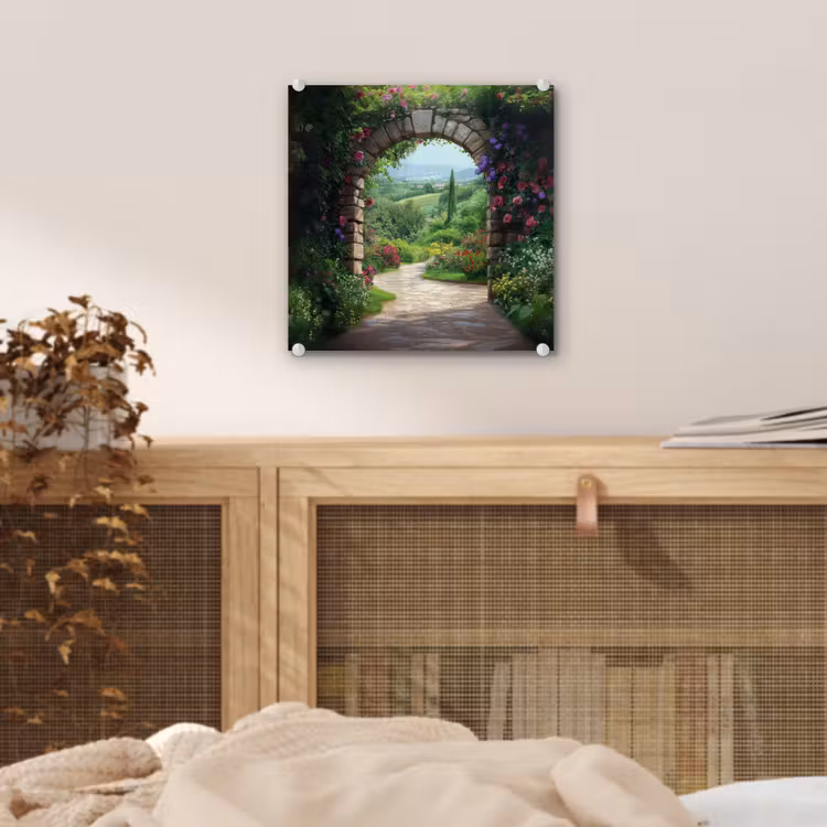 Doorkijk - Landschap - Bloemen - Pad - Uitzicht plexiglas 5mm klein -sfeer4