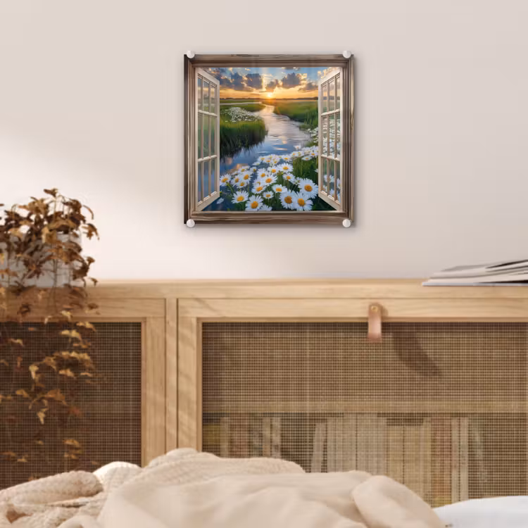 Doorkijk - Landschap - Raam - Water - Zonsondergang plexiglas 5mm klein -sfeer4