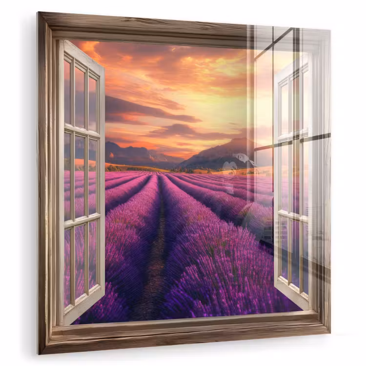 Doorkijk - Lavendel - Landschap - Bloemen - Paars plexiglas 5mm klein -zzzproduct_nieuw