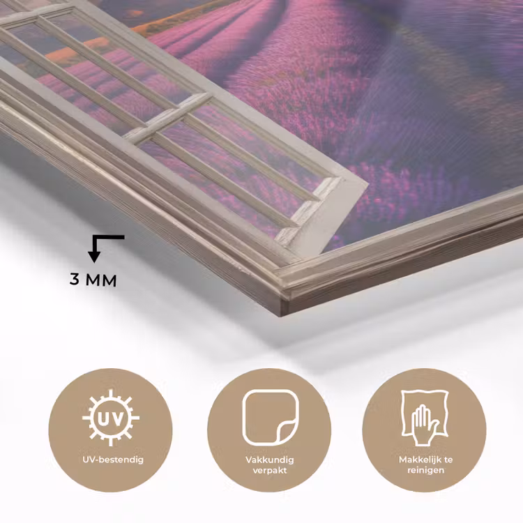 Doorkijk - Lavendel - Landschap - Bloemen - Paars plexiglas 5mm klein -sfeer2