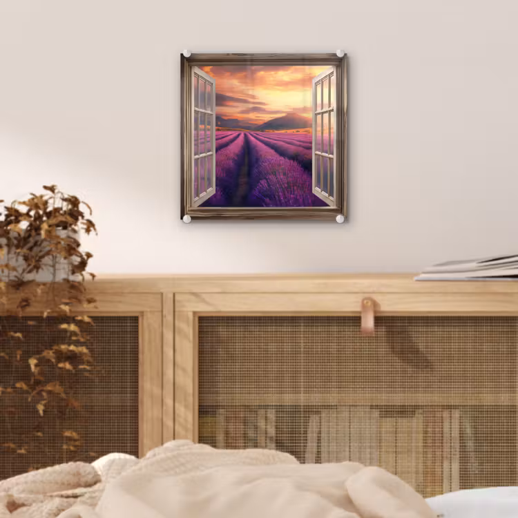 Doorkijk - Lavendel - Landschap - Bloemen - Paars plexiglas 5mm klein -sfeer4