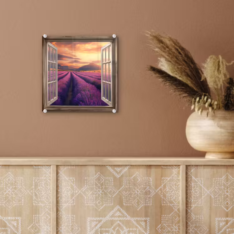 Doorkijk - Lavendel - Landschap - Bloemen - Paars plexiglas 5mm klein -sfeer5