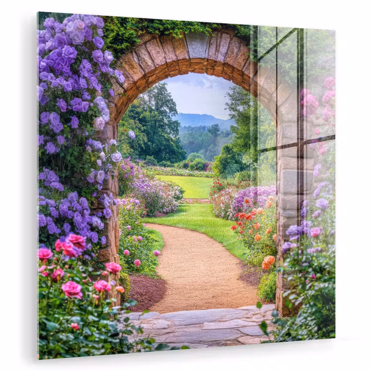 Doorkijk - Poort - Bloemen - Tuin plexiglas 5mm klein -zzzproduct_nieuw