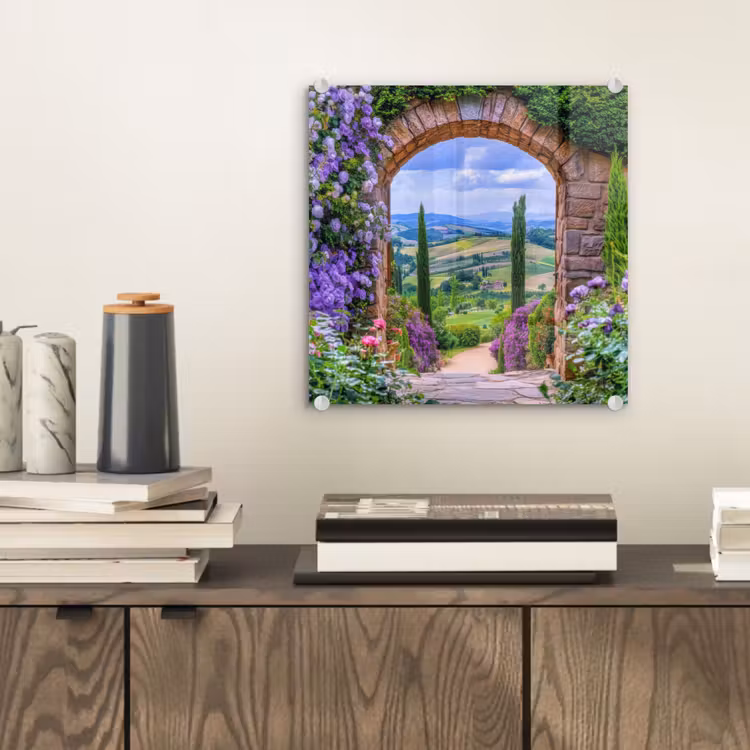 Doorkijk - Toscane - Landschap - Poort plexiglas 5mm klein -sfeer1