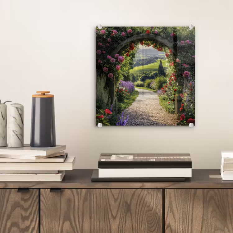Doorkijk - Tuinboog - Bloemen - Natuur - Pad plexiglas 5mm klein -sfeer1