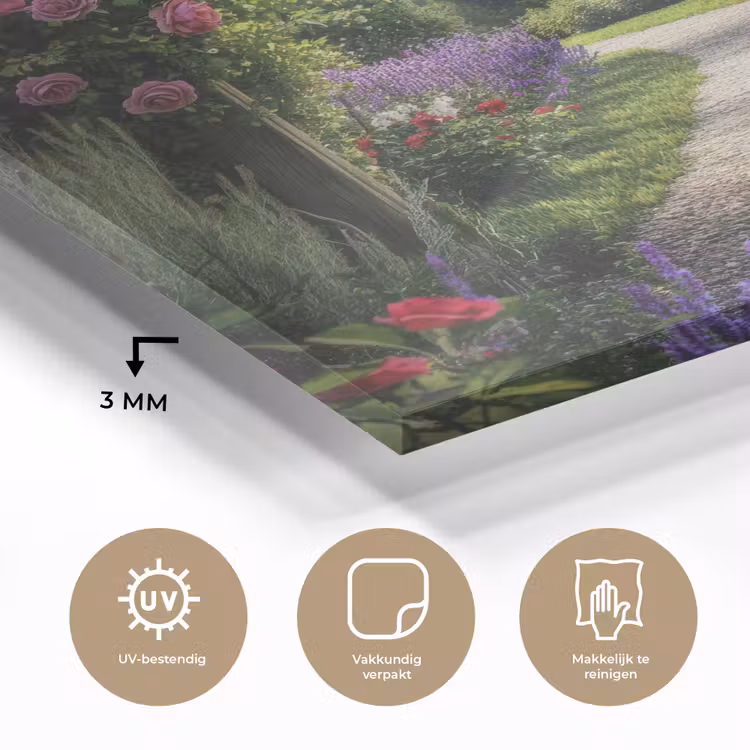 Doorkijk - Tuinboog - Bloemen - Natuur - Pad plexiglas 5mm klein -sfeer2