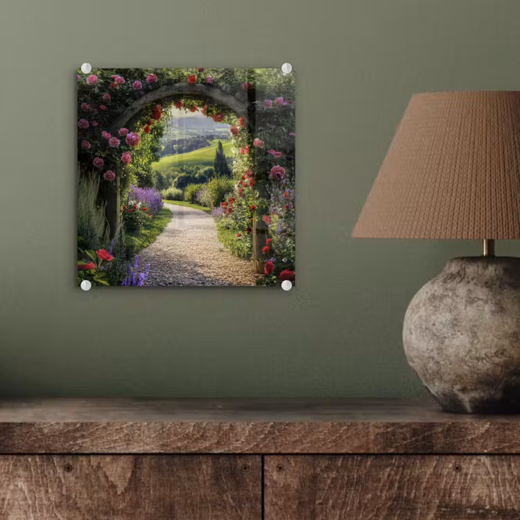 Doorkijk - Tuinboog - Bloemen - Natuur - Pad plexiglas 5mm klein -sfeer3