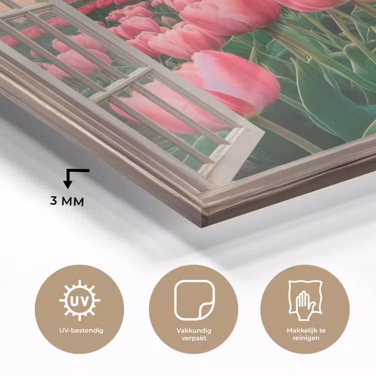 Doorkijk - Tulpen - Bloemen - Molen - Raam plexiglas 5mm klein -sfeer2