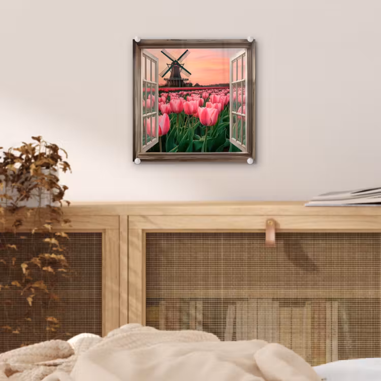 Doorkijk - Tulpen - Bloemen - Molen - Raam plexiglas 5mm klein -sfeer4