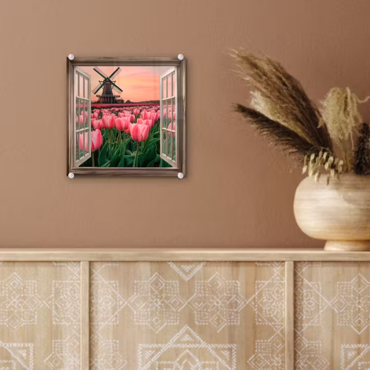 Doorkijk - Tulpen - Bloemen - Molen - Raam plexiglas 5mm klein -sfeer5