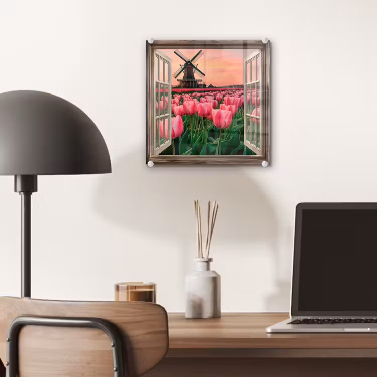 Doorkijk - Tulpen - Bloemen - Molen - Raam plexiglas 5mm klein -sfeer6