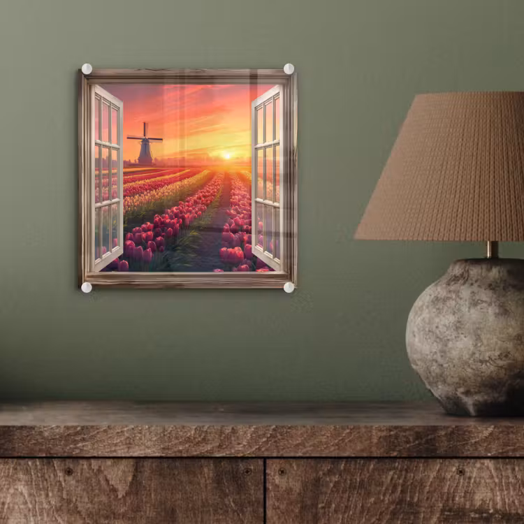 Doorkijk - Tulpen - Zonsondergang - Bloemen - Kleurrijk plexiglas 5mm klein -sfeer3