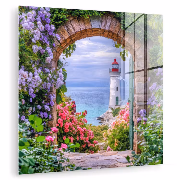 Doorkijk - Vuurtoren - Bloemen - Uitzicht plexiglas 5mm klein -zzzproduct_nieuw
