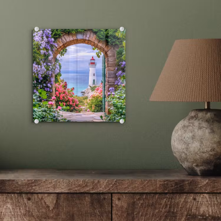 Doorkijk - Vuurtoren - Bloemen - Uitzicht plexiglas 5mm klein -sfeer3