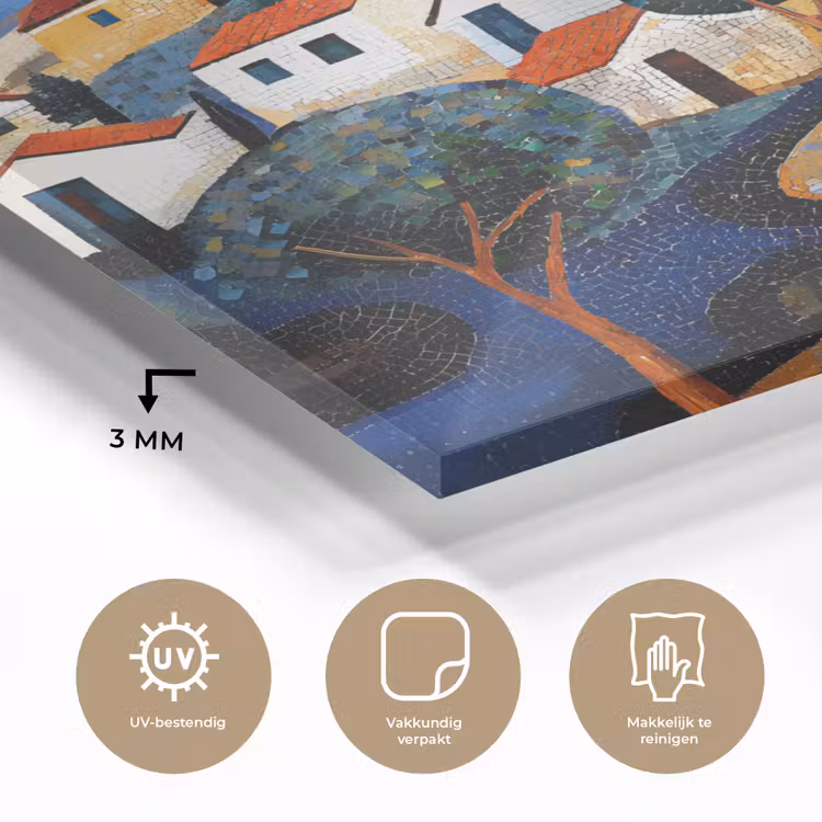 Dorp - Heuvelachtig - Zon - Mozaïek plexiglas 5mm klein -sfeer2