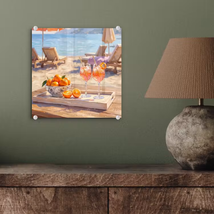 Drank - Glazen - Strand - Zomer - Oranje plexiglas 5mm klein -sfeer3