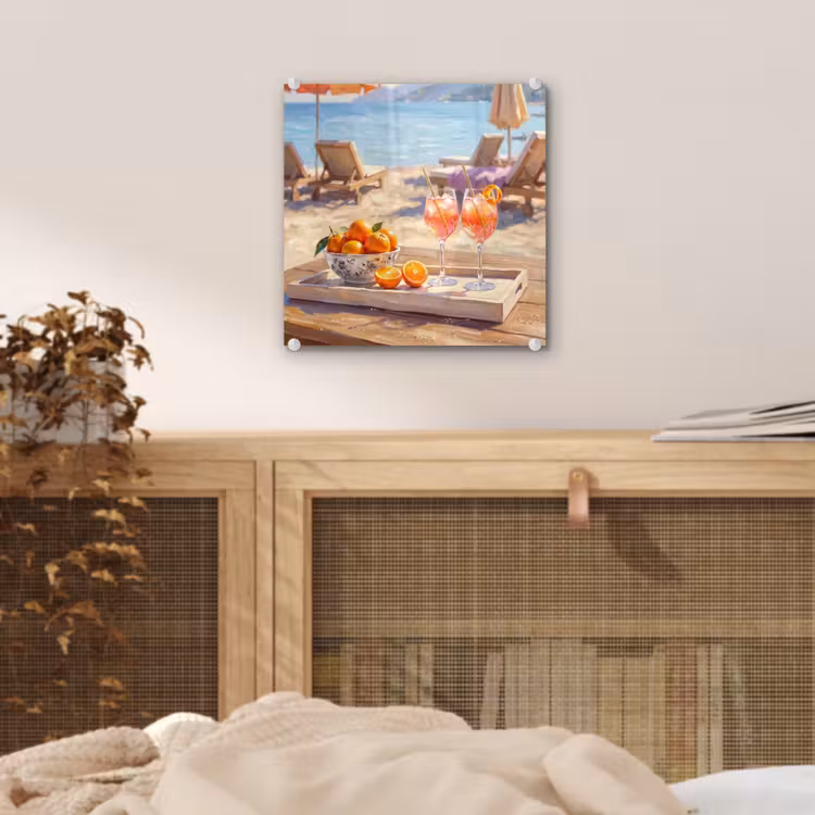 Drank - Glazen - Strand - Zomer - Oranje plexiglas 5mm klein -sfeer4