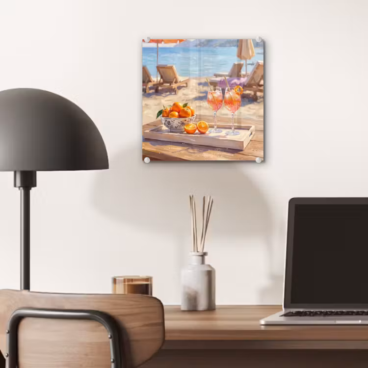Drank - Glazen - Strand - Zomer - Oranje plexiglas 5mm klein -sfeer6