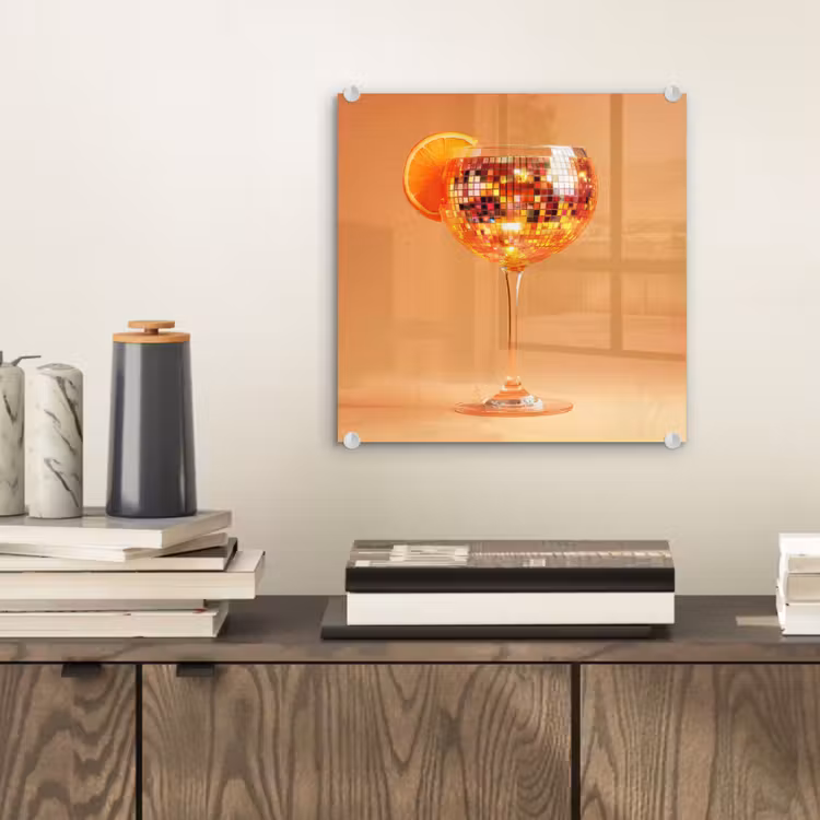 Drank - Oranje - Glitter - Disco plexiglas 5mm klein -sfeer1