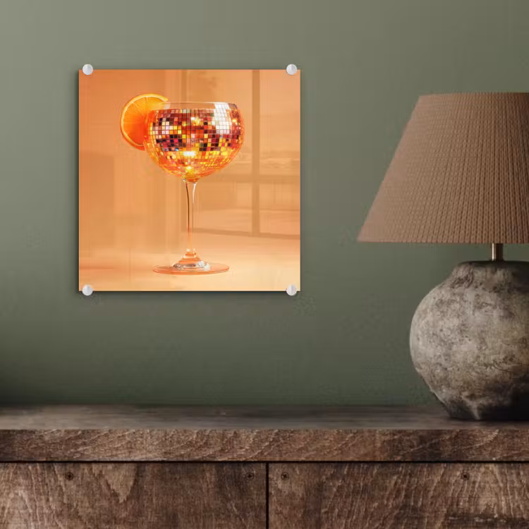 Drank - Oranje - Glitter - Disco plexiglas 5mm klein -sfeer3