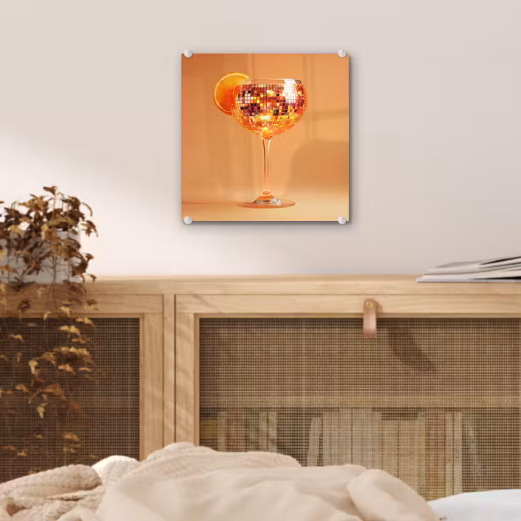 Drank - Oranje - Glitter - Disco plexiglas 5mm klein -sfeer4