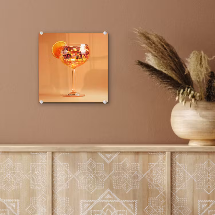 Drank - Oranje - Glitter - Disco plexiglas 5mm klein -sfeer5