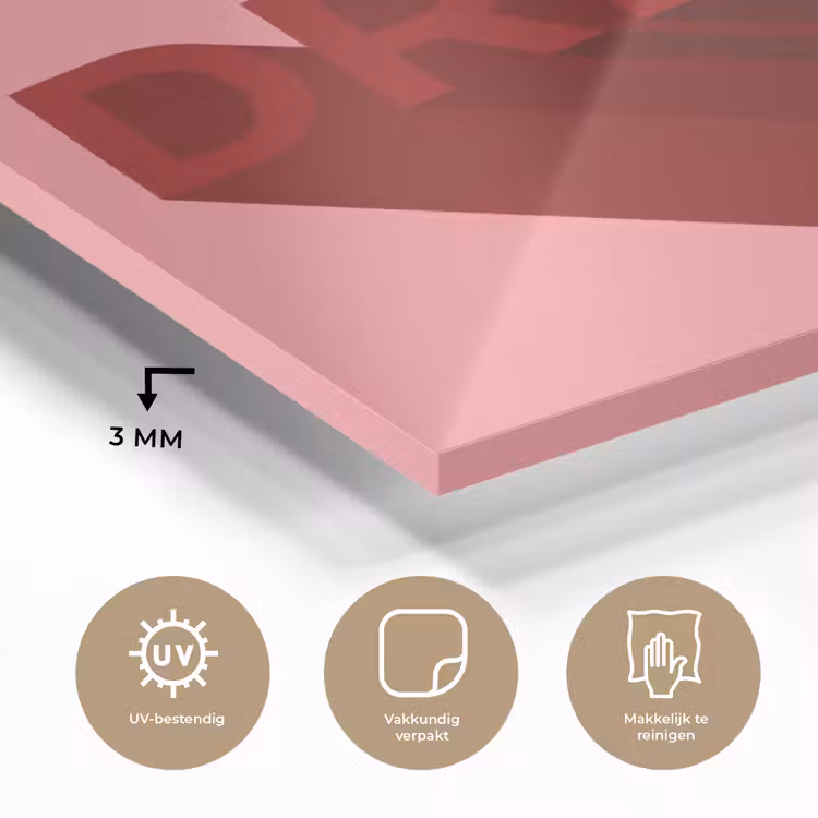 Dream - 3D - Rood - Roze plexiglas 5mm klein -sfeer2